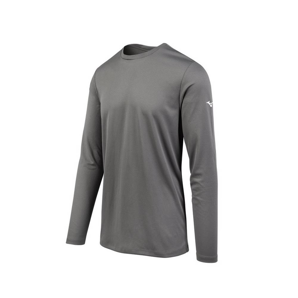 Mizuno Long Sleeve Férfi Futópóló Szürke GHK196872